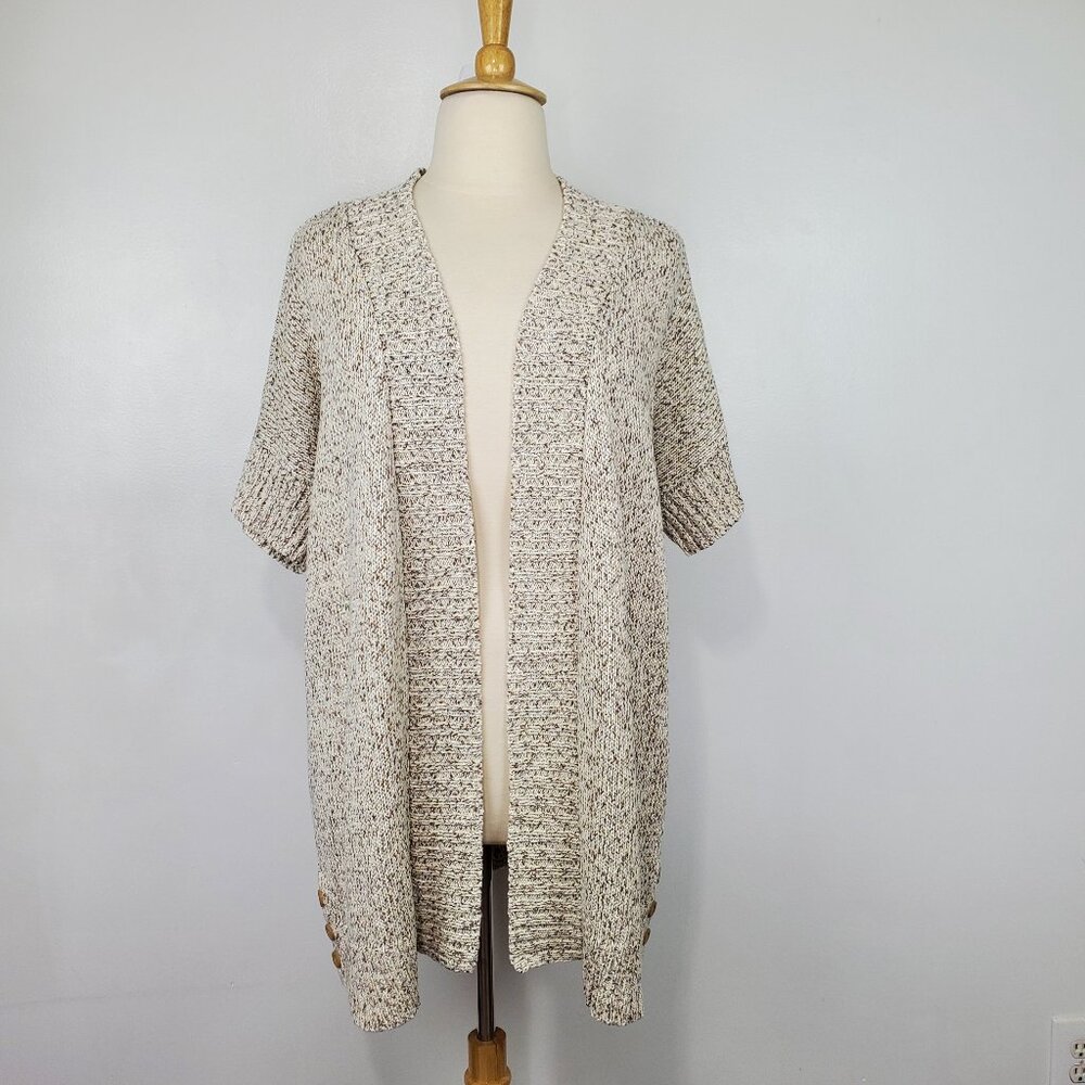 Naturals d & co. Open Front Chunky Knit Short Sleeve Tunic Cardigan NWOT Size 1X